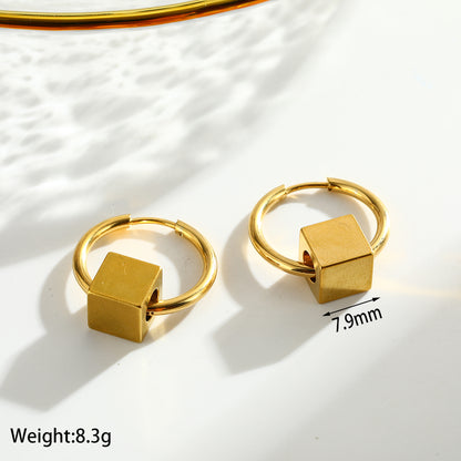Square Earrings For Women Featuring Electroplated 304 Stainless Steel With 18K Real Gold Plated PVD Coating