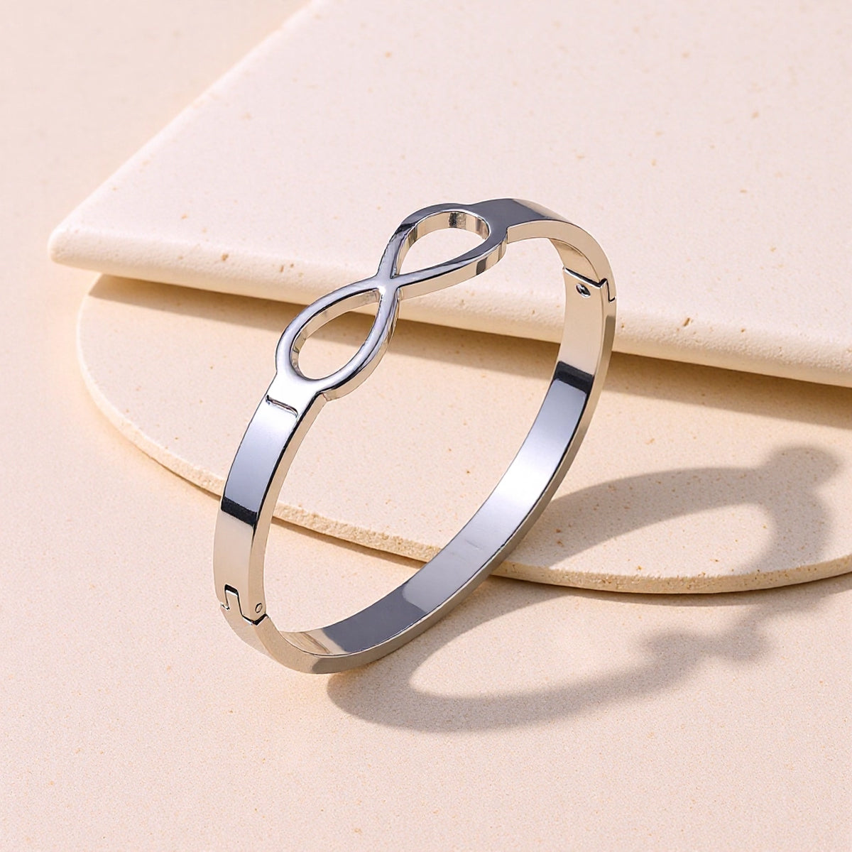 Polished Geometric Bangle For Women In 304 Stainless Steel Featuring 18K Real Gold Plated PVD Coating