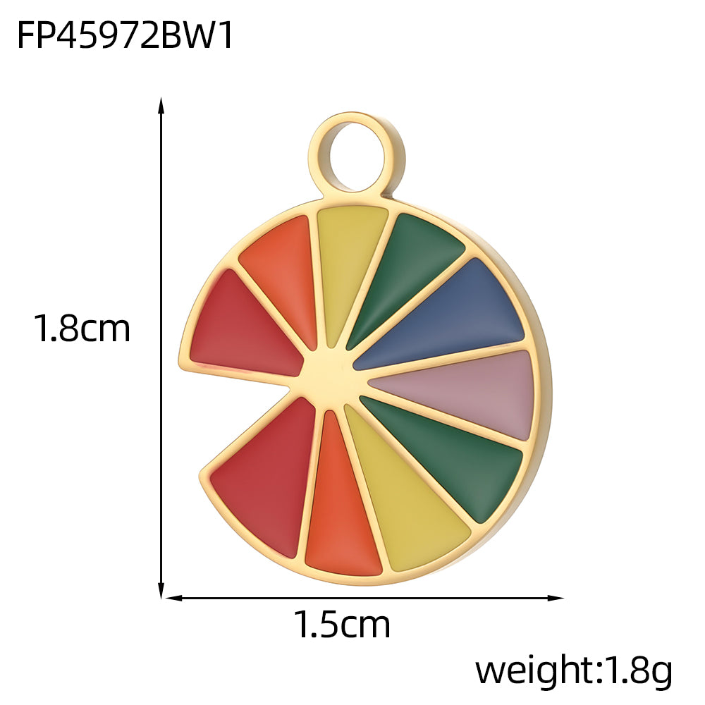 Lips Pendant In 304 Stainless Steel With 14K Real Gold Plated PVD Coating 0.03µm Thickness Featuring Enamel Process, 1 Piece