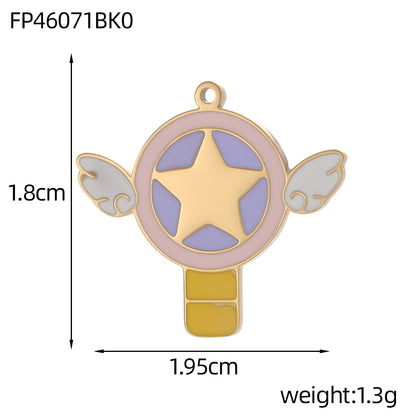 Lips Pendant In 304 Stainless Steel With 14K Real Gold Plated PVD Coating 0.03µm Thickness Featuring Enamel Process, 1 Piece