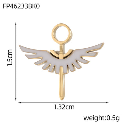 Lips Pendant In 304 Stainless Steel With 14K Real Gold Plated PVD Coating 0.03µm Thickness Featuring Enamel Process, 1 Piece