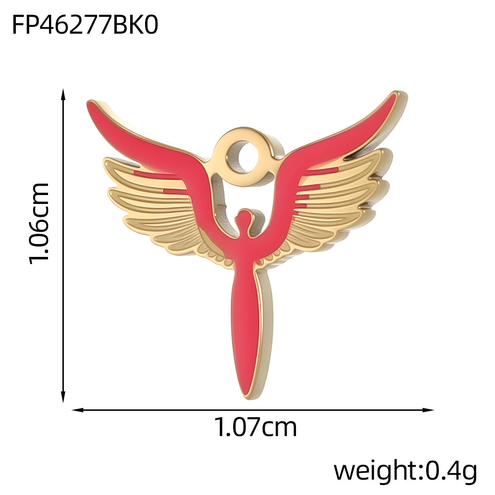Lips Pendant In 304 Stainless Steel With 14K Real Gold Plated PVD Coating 0.03µm Thickness Featuring Enamel Process, 1 Piece