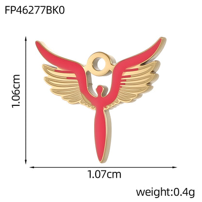 Lips Pendant In 304 Stainless Steel With 14K Real Gold Plated PVD Coating 0.03µm Thickness Featuring Enamel Process, 1 Piece