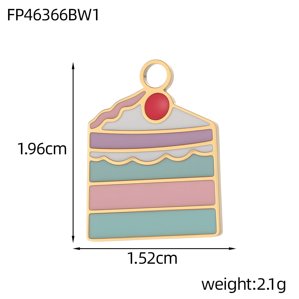 Lips Pendant In 304 Stainless Steel With 14K Real Gold Plated PVD Coating 0.03µm Thickness Featuring Enamel Process, 1 Piece