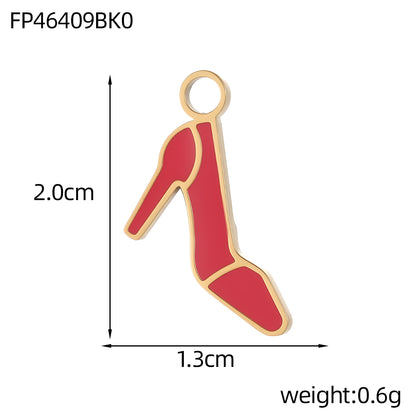 Lips Pendant In 304 Stainless Steel With 14K Real Gold Plated PVD Coating 0.03µm Thickness Featuring Enamel Process, 1 Piece