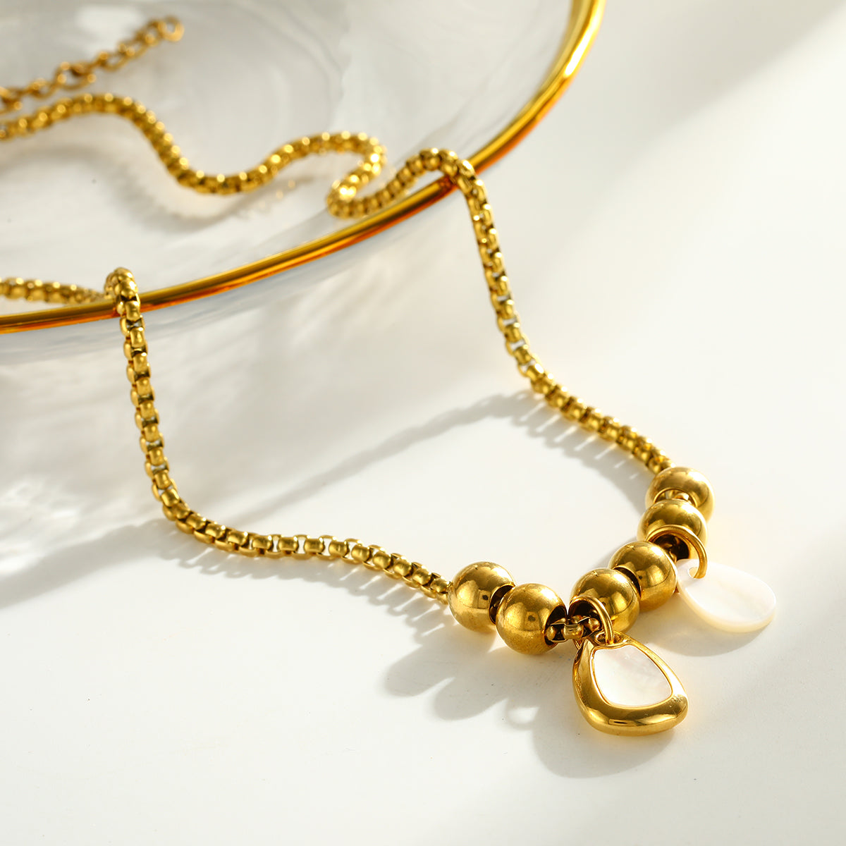 Round Pendant Necklace For Women Featuring 201 Stainless Steel With 18K Real Gold Plated Box Chain, Perfect For Valentine's Day