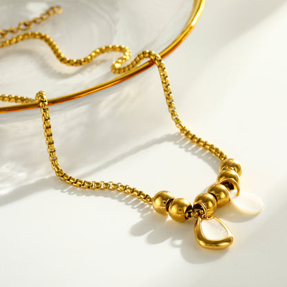 Round Pendant Necklace For Women Featuring 201 Stainless Steel With 18K Real Gold Plated Box Chain, Perfect For Valentine's Day
