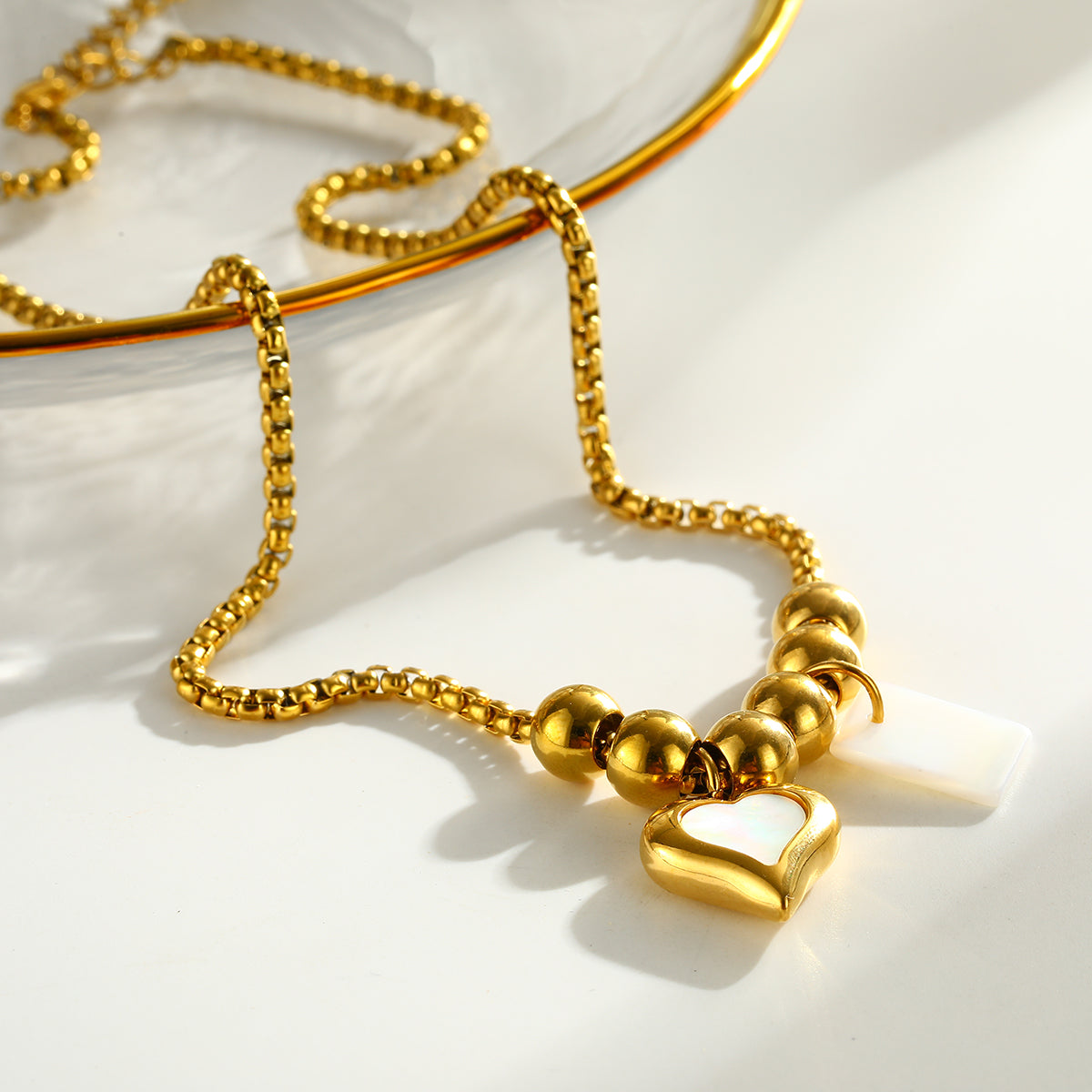 Round Pendant Necklace For Women Featuring 201 Stainless Steel With 18K Real Gold Plated Box Chain, Perfect For Valentine's Day