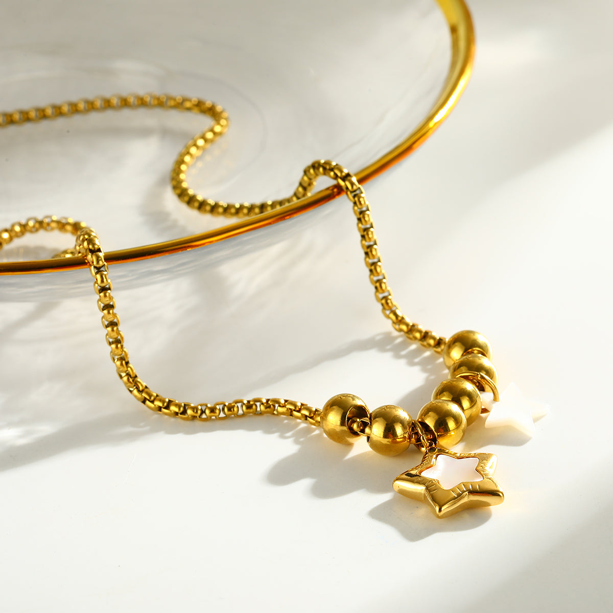 Round Pendant Necklace For Women Featuring 201 Stainless Steel With 18K Real Gold Plated Box Chain, Perfect For Valentine's Day