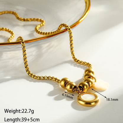 Round Pendant Necklace For Women Featuring 201 Stainless Steel With 18K Real Gold Plated Box Chain, Perfect For Valentine's Day