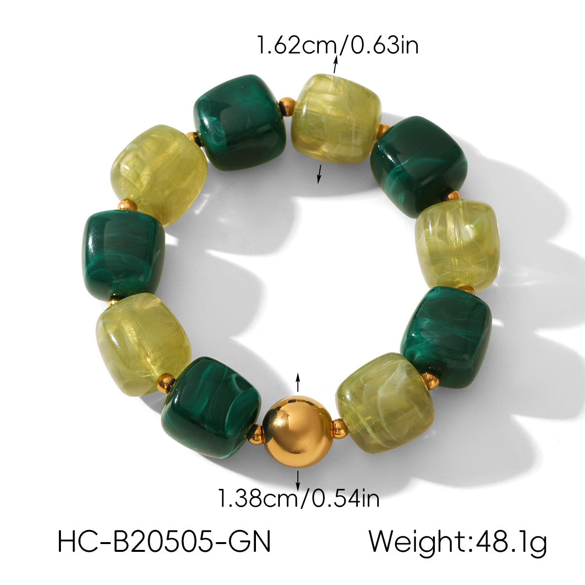 IG Style Square Bracelet For Women In 304 Stainless Steel With 18K Real Gold Plated Handmade Chain