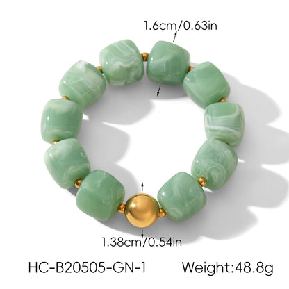 IG Style Square Bracelet For Women In 304 Stainless Steel With 18K Real Gold Plated Handmade Chain