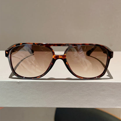 Unisex Square Full Frame Sunglasses With PC Lens Material In Leopard Print For Spring