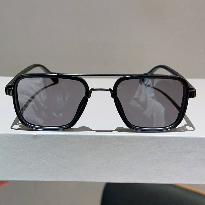 Unisex Square Full Frame Sunglasses With PC Lens Material In Black, Perfect For Spring And Summer