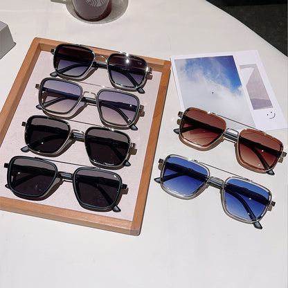 Unisex Square Full Frame Sunglasses With PC Lens Material In Black, Perfect For Spring And Summer