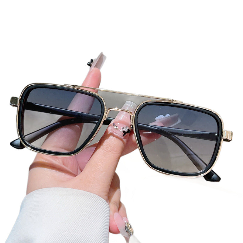 Unisex Square Full Frame Sunglasses With PC Lens Material In Black, Perfect For Spring And Summer