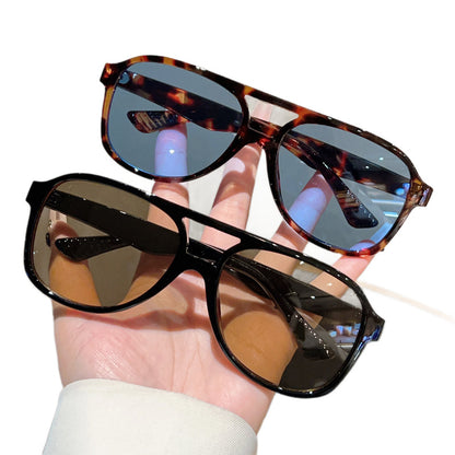 Unisex Square Full Frame Sunglasses With PC Lens Material In Leopard Print For Spring