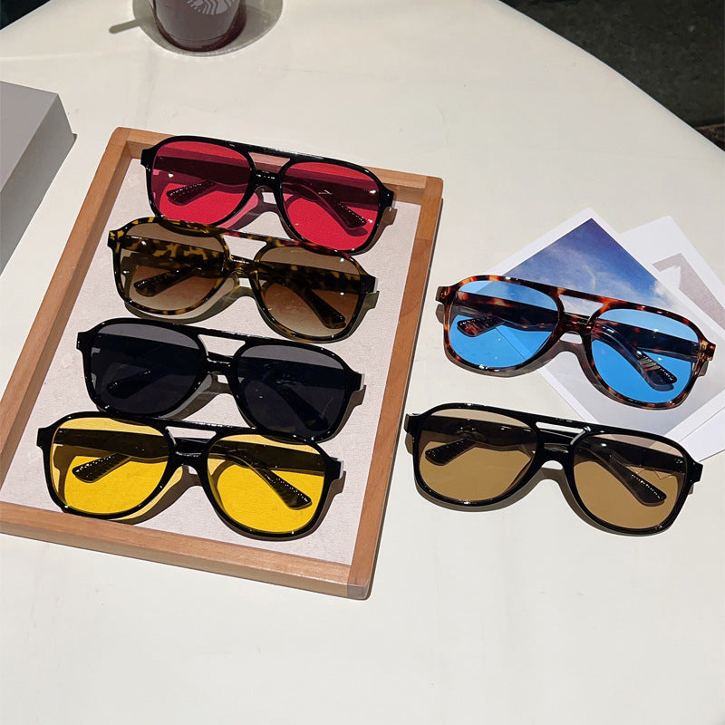 Unisex Square Full Frame Sunglasses With PC Lens Material In Leopard Print For Spring