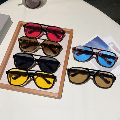 Unisex Square Full Frame Sunglasses With PC Lens Material In Leopard Print For Spring