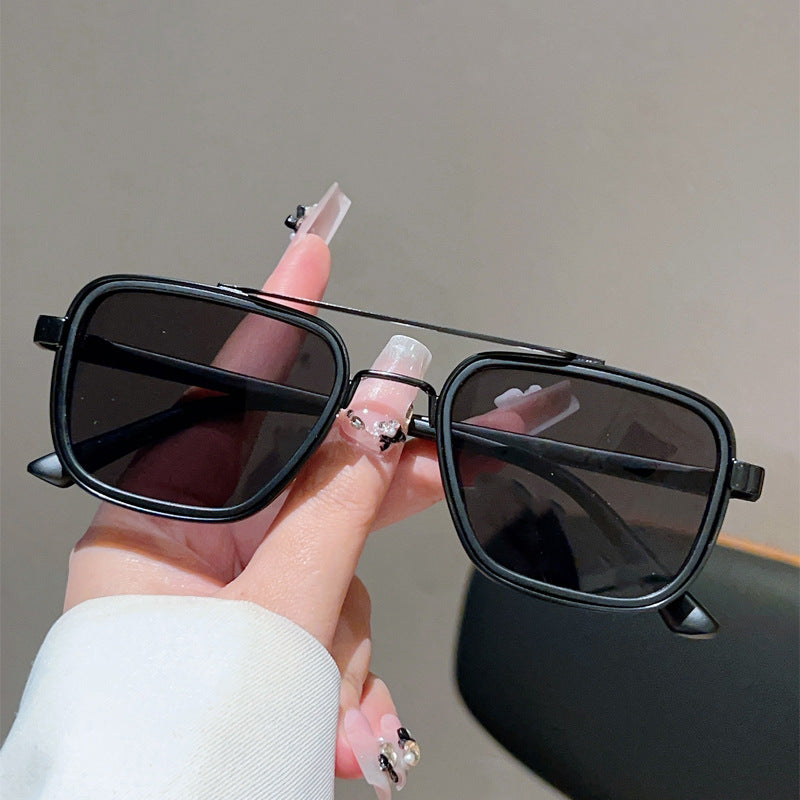 Unisex Square Full Frame Sunglasses With PC Lens Material In Black, Perfect For Spring And Summer