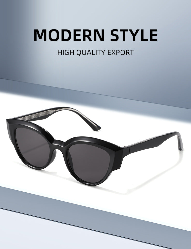 Unisex Cat Eye Full Frame Sunglasses With PC Lens Material In Black, Perfect For Spring