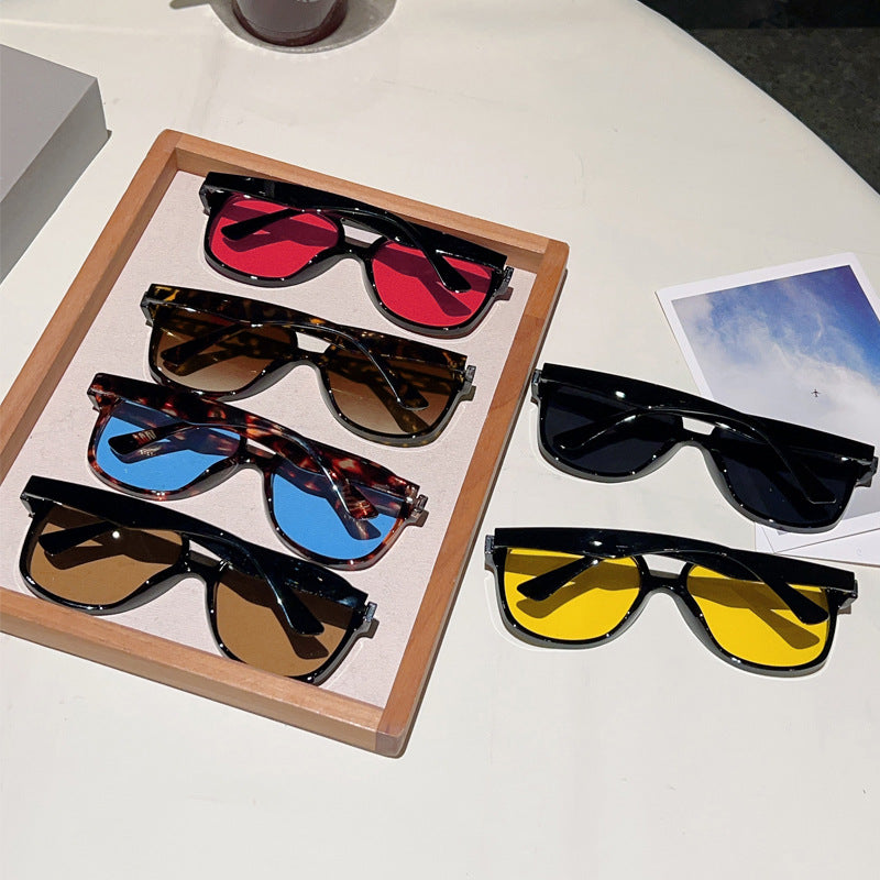 Unisex Square Full Frame Sunglasses With PC Lens Material In Leopard Print For Spring