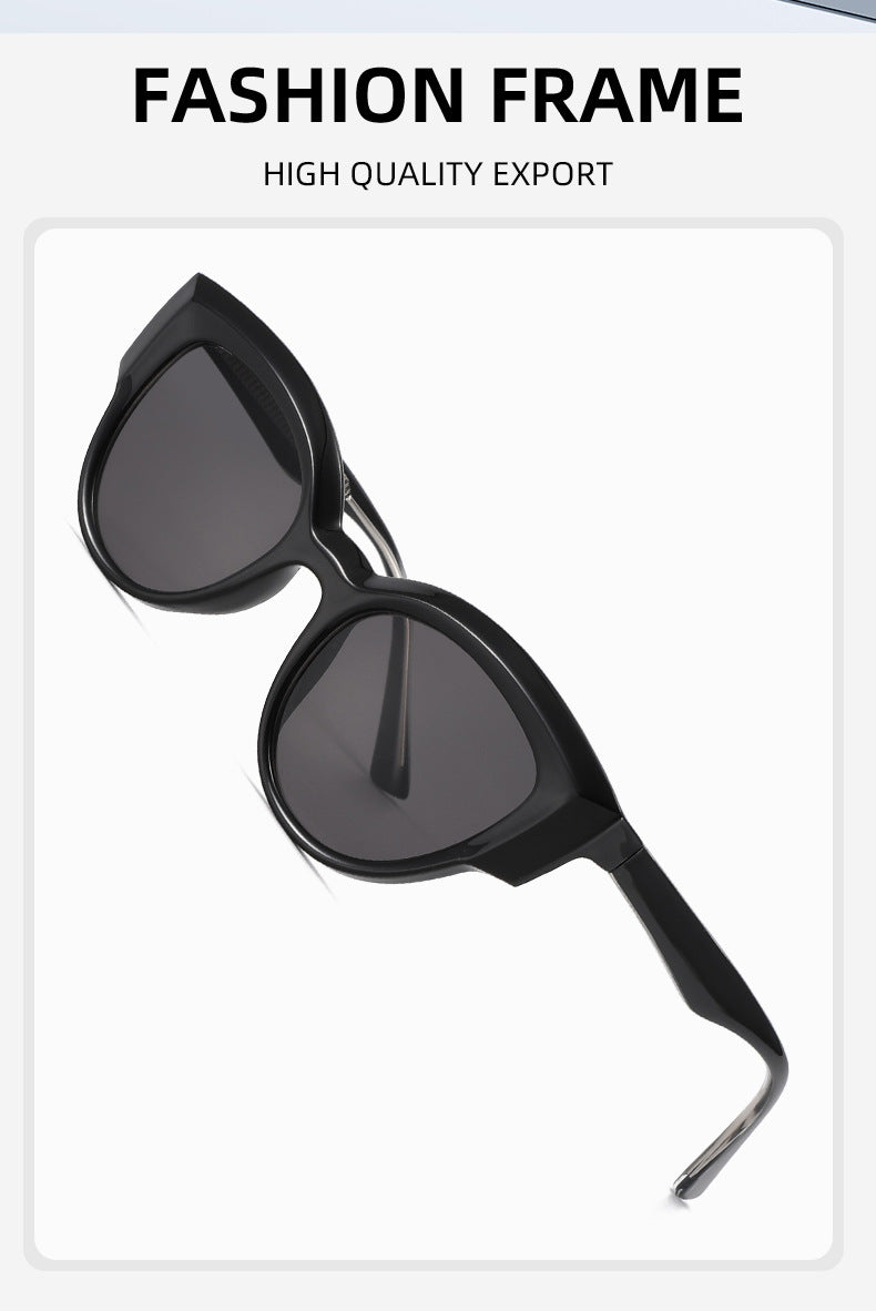Unisex Cat Eye Full Frame Sunglasses With PC Lens Material In Black, Perfect For Spring