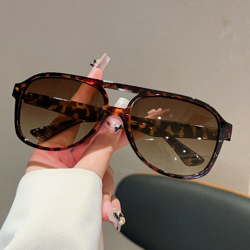 Unisex Square Full Frame Sunglasses With PC Lens Material In Leopard Print For Spring