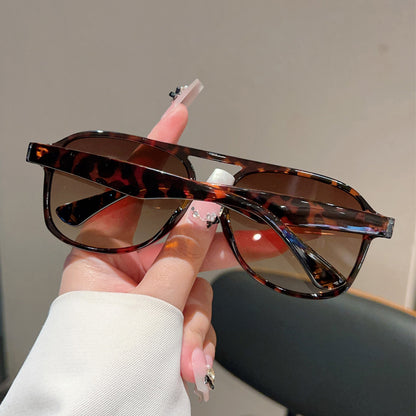 Unisex Square Full Frame Sunglasses With PC Lens Material In Leopard Print For Spring