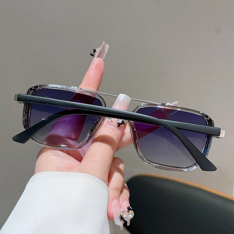 Unisex Square Full Frame Sunglasses With PC Lens Material In Black, Perfect For Spring And Summer