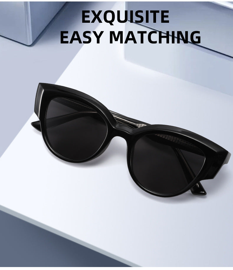 Unisex Cat Eye Full Frame Sunglasses With PC Lens Material In Black, Perfect For Spring