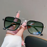 Black and Silver Frame with Gradient Green Lenses