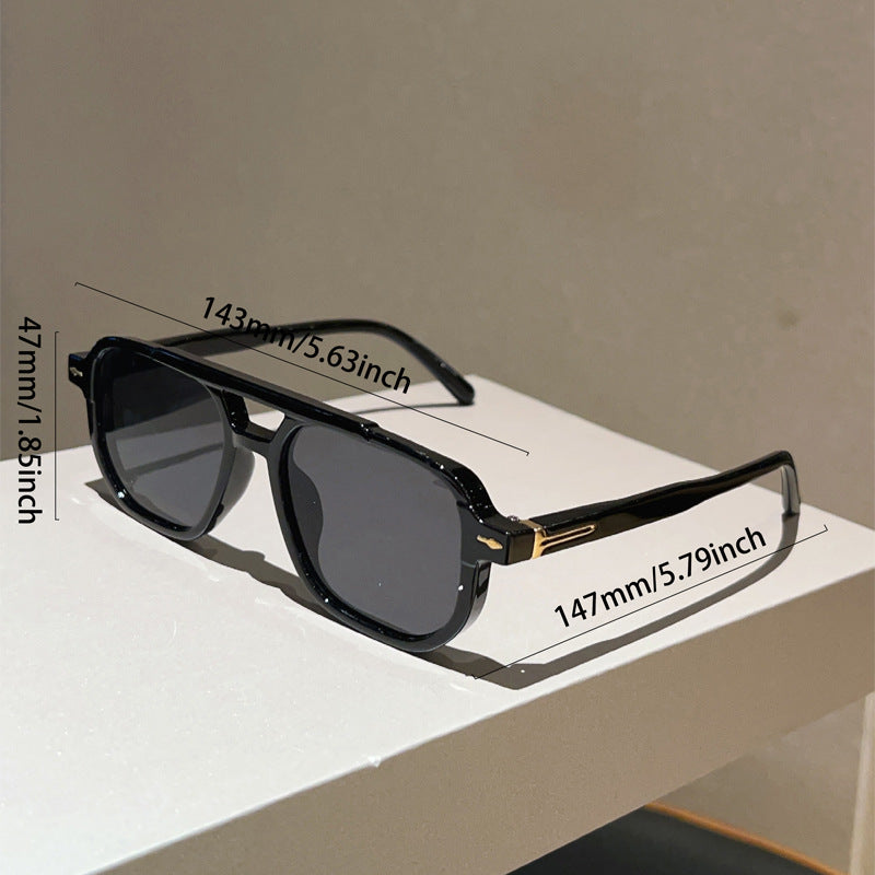 Unisex Square Full Frame Sunglasses With PC Lens Material In Black For Spring And Summer