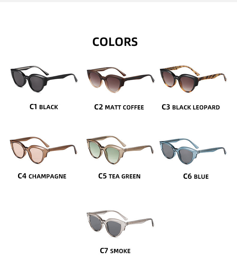 Unisex Cat Eye Full Frame Sunglasses With PC Lens Material In Black, Perfect For Spring