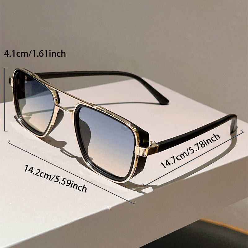 Unisex Square Full Frame Sunglasses With PC Lens Material In Black, Perfect For Spring And Summer