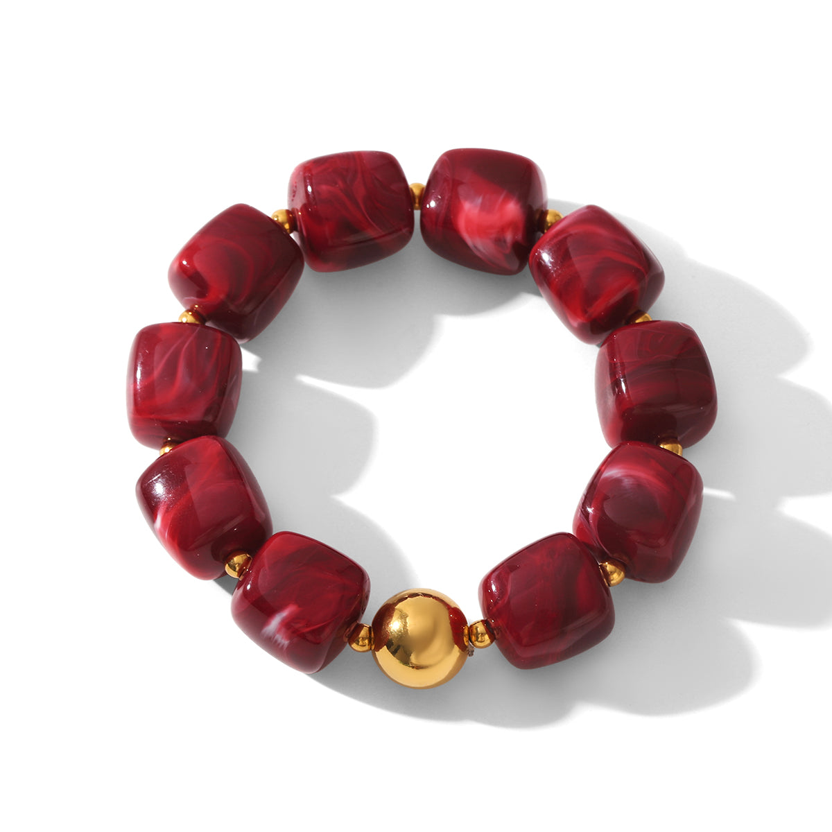 IG Style Square Bracelet For Women In 304 Stainless Steel With 18K Real Gold Plated Handmade Chain