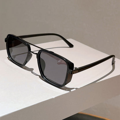 Unisex Square Full Frame Sunglasses With PC Lens Material In Black, Perfect For Spring And Summer