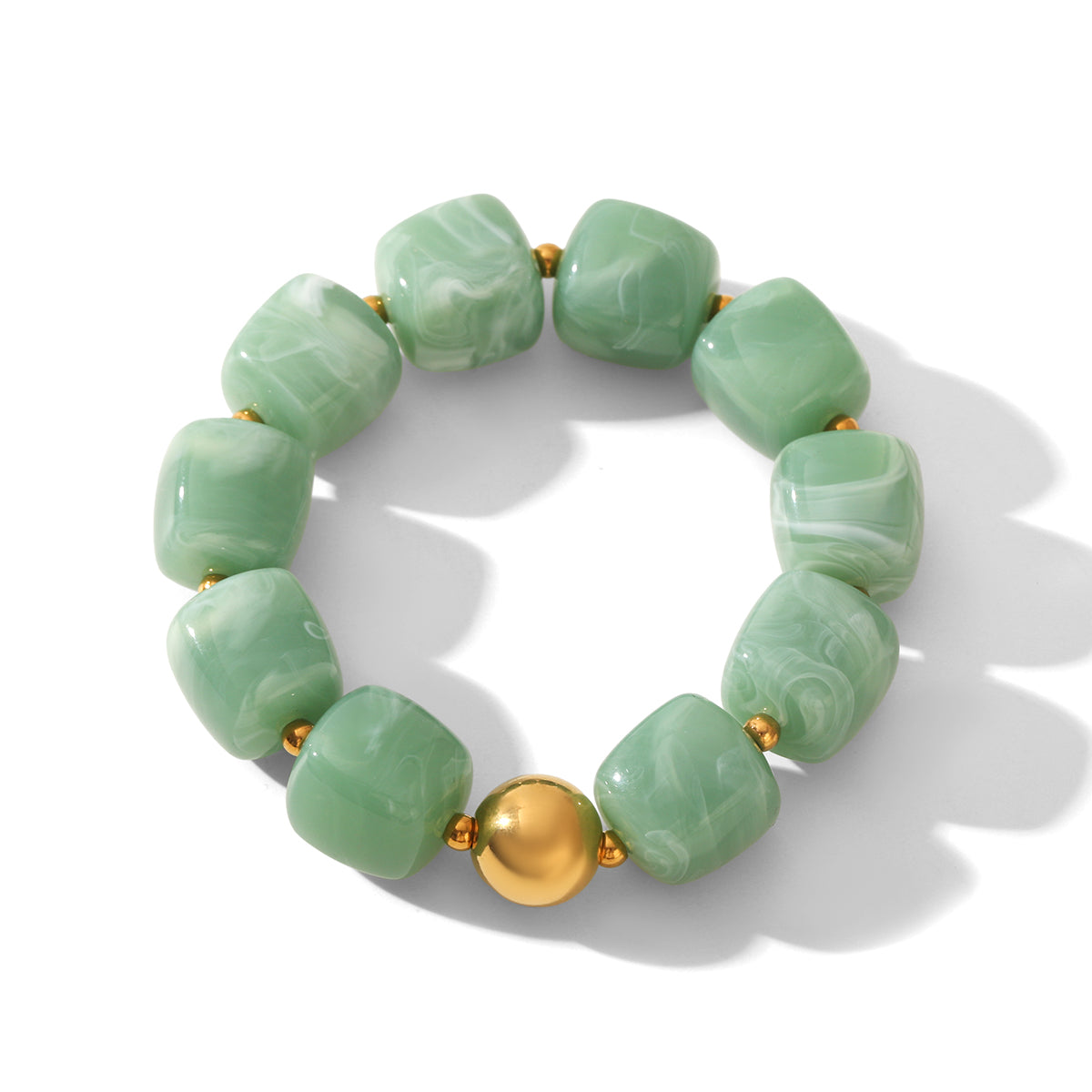 IG Style Square Bracelet For Women In 304 Stainless Steel With 18K Real Gold Plated Handmade Chain