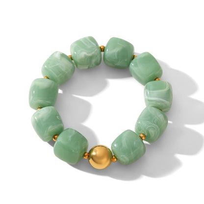 IG Style Square Bracelet For Women In 304 Stainless Steel With 18K Real Gold Plated Handmade Chain