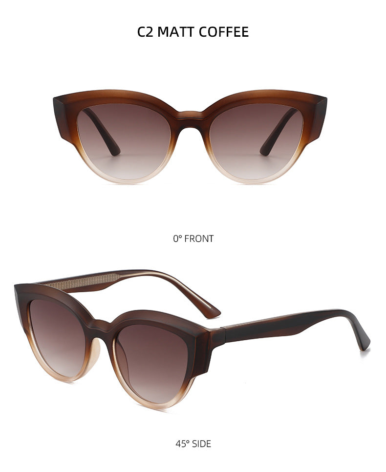 Unisex Cat Eye Full Frame Sunglasses With PC Lens Material In Black, Perfect For Spring