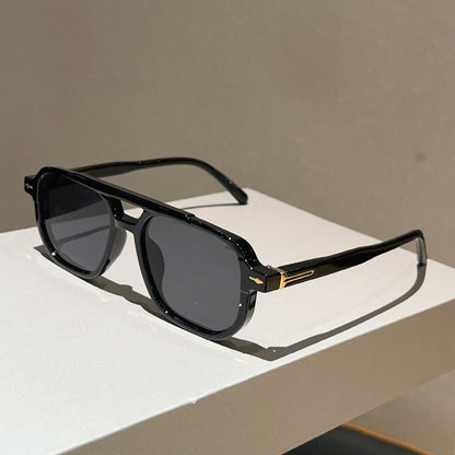 Unisex Square Full Frame Sunglasses With PC Lens Material In Black For Spring And Summer