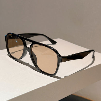 Unisex Square Full Frame Sunglasses With PC Lens Material In Leopard Print For Spring
