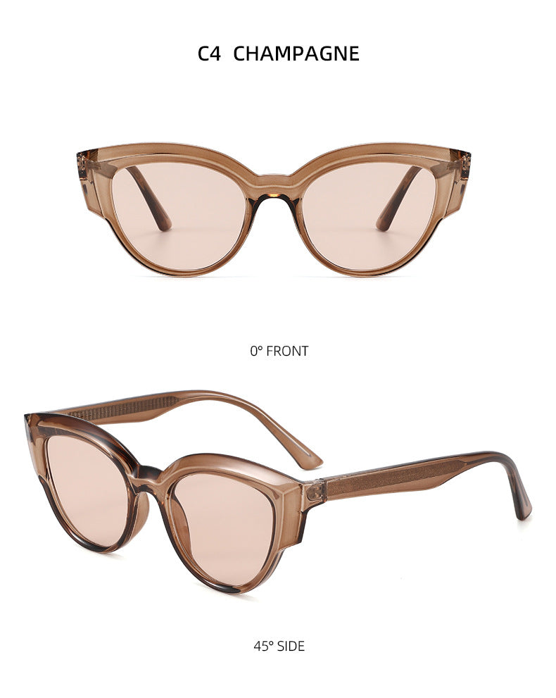 Unisex Cat Eye Full Frame Sunglasses With PC Lens Material In Black, Perfect For Spring