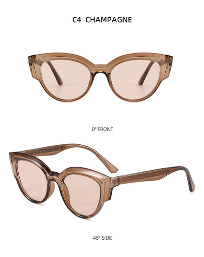 Unisex Cat Eye Full Frame Sunglasses With PC Lens Material In Black, Perfect For Spring