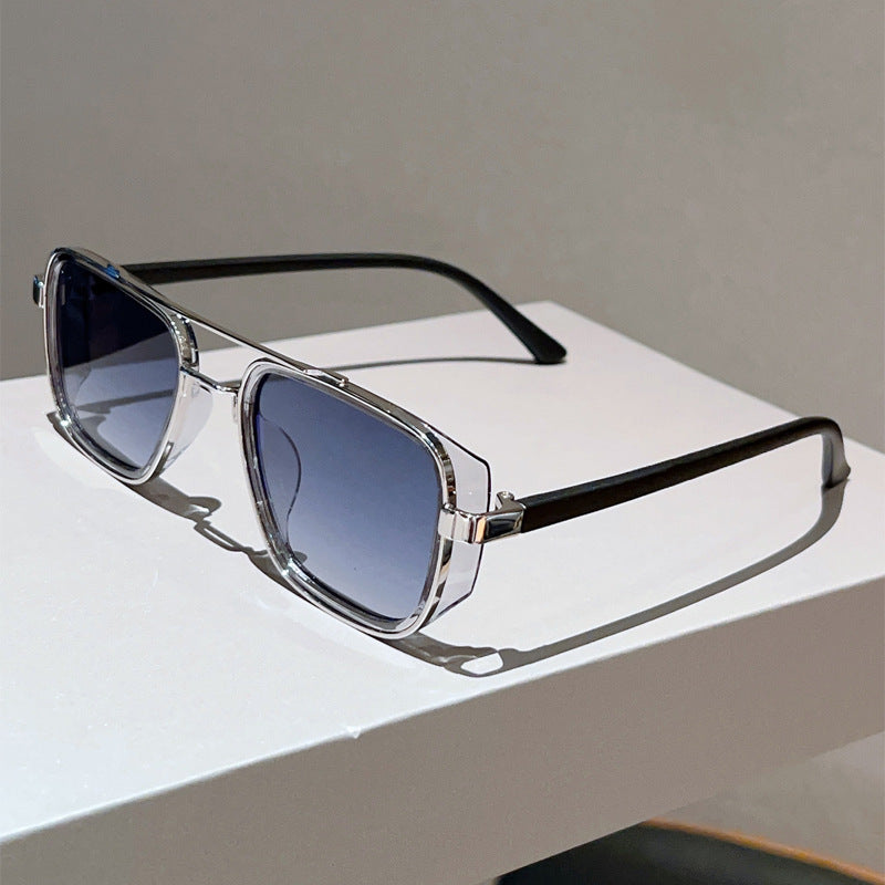 Unisex Square Full Frame Sunglasses With PC Lens Material In Black, Perfect For Spring And Summer