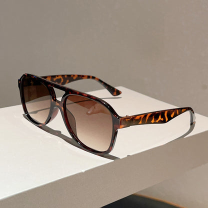 Unisex Square Full Frame Sunglasses With PC Lens Material In Leopard Print For Spring