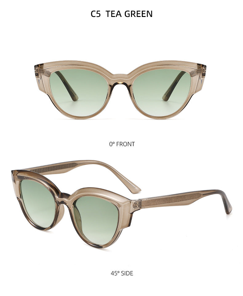 Unisex Cat Eye Full Frame Sunglasses With PC Lens Material In Black, Perfect For Spring