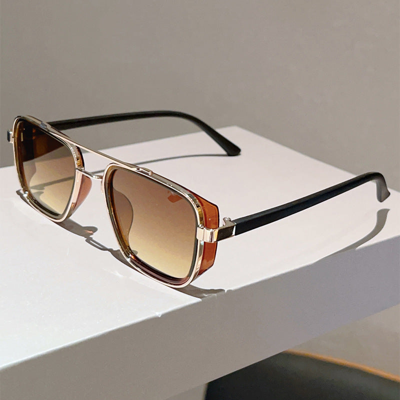 Unisex Square Full Frame Sunglasses With PC Lens Material In Black, Perfect For Spring And Summer