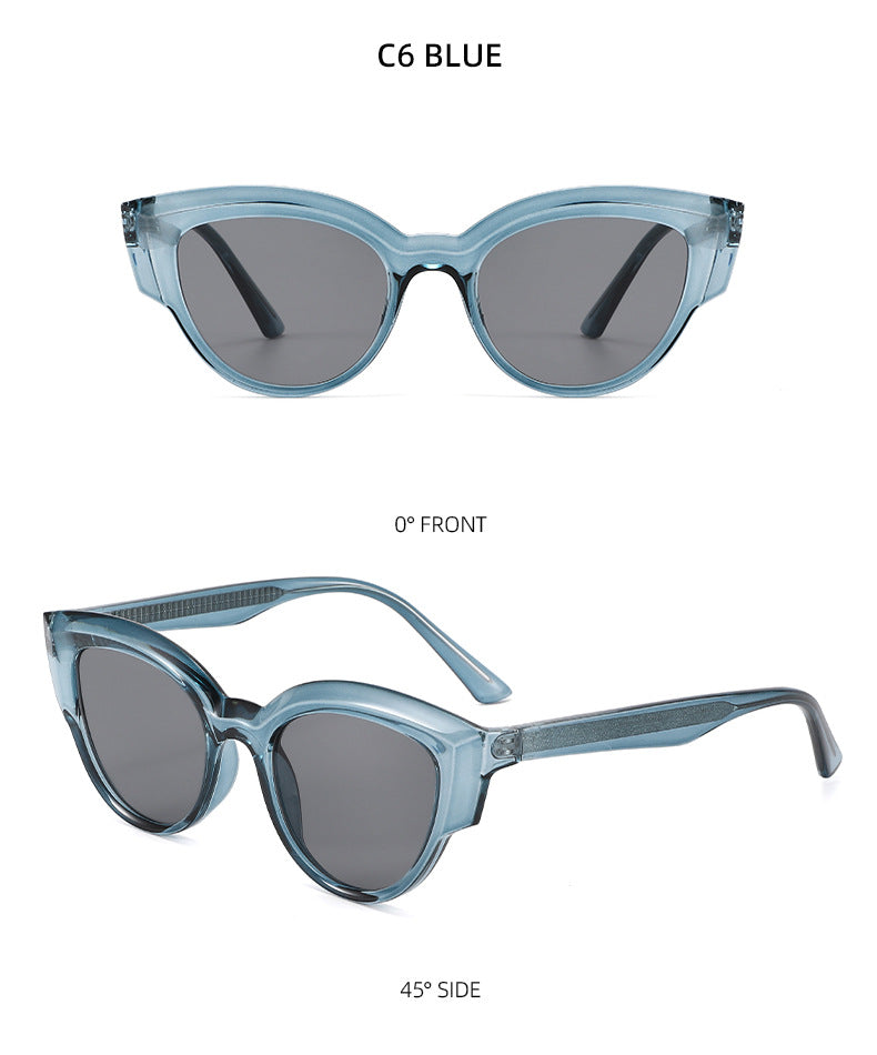 Unisex Cat Eye Full Frame Sunglasses With PC Lens Material In Black, Perfect For Spring