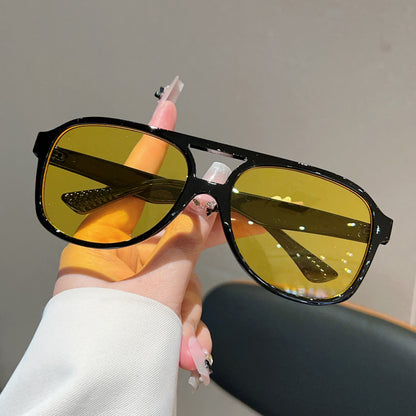 Unisex Square Full Frame Sunglasses With PC Lens Material In Leopard Print For Spring